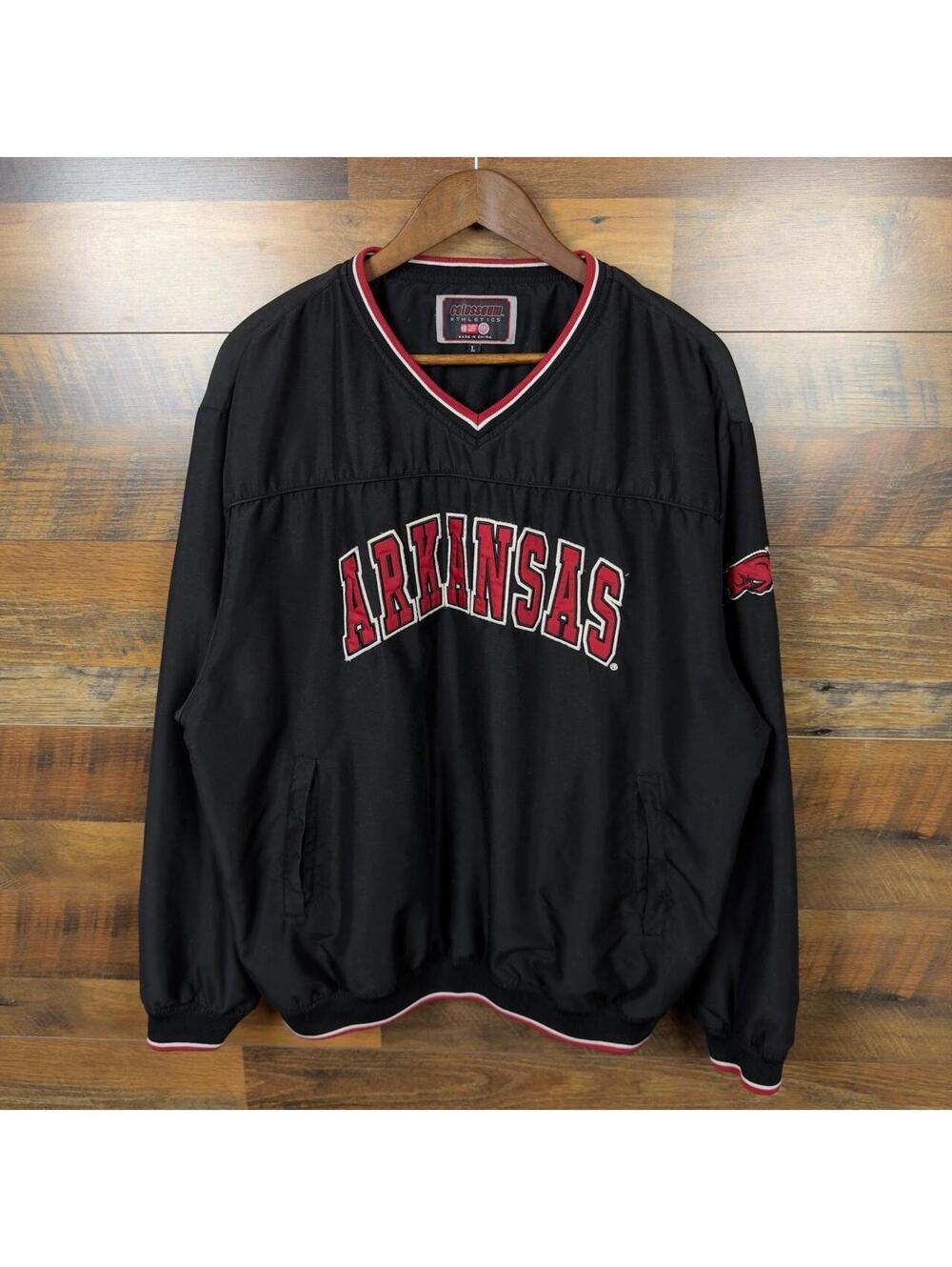 Vintage Arkansas Razorbacks Colosseum Pullover Windbreaker Jacket Size Large